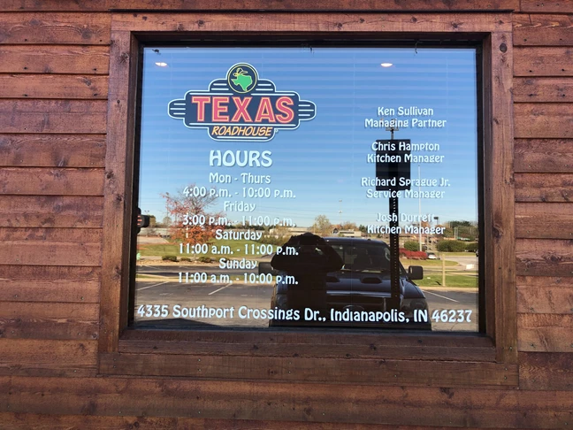 Window Decals, Signage & Graphics For Texas Roadhouse in Southport Rd IN
