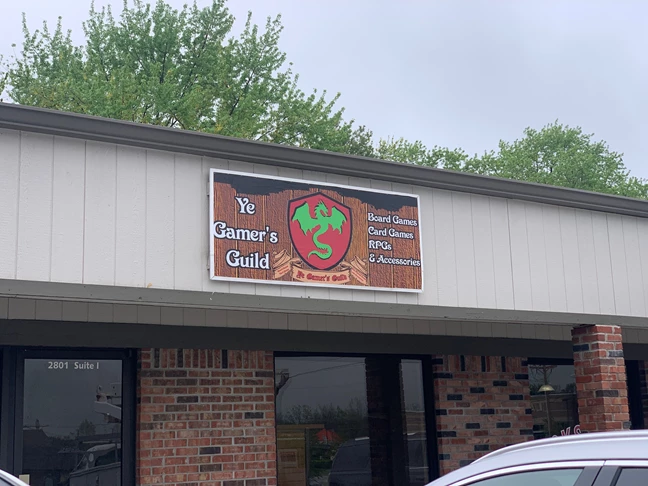 Storefront signage for Ye Gamers Guild in Greenwood IN