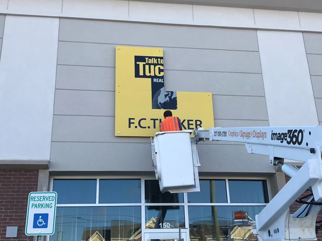 Exterior Signage, Building Sign, Storefront Signage for FC Tucker in Fishers, IN