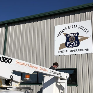 Exterior Signs, Metal Signs, Building Signs for Indiana State Police 