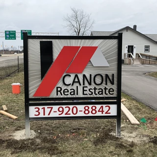 Post and Panel Sign for Canon Real Estate in Indianapolis,IN 