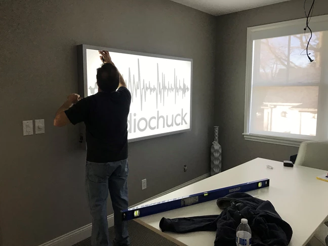 Interior Lighted Cabinet Sign for AudioChuck in Indianapolis, IN