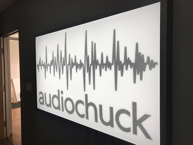 Interior Lighted Cabinet Sign for AudioChuck in Indianapolis, IN