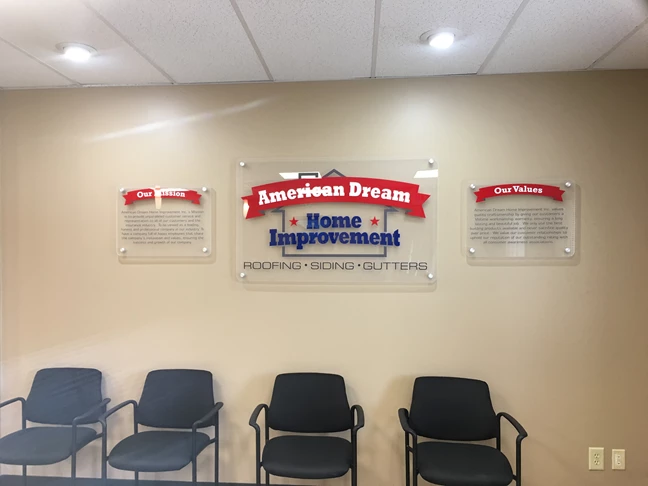 Acrylic Lobby Sign for American Dream Home Improvement in Greenwood,IN