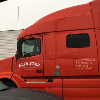 Vehicle Decal for Alfa Star Trucking Indianapolis,IN 
