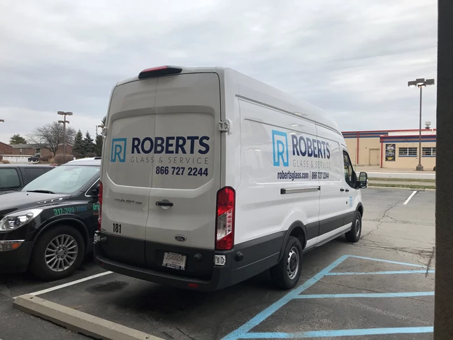 Vehicle decal installation for Roberts Glass & Service in Indianapolis,IN