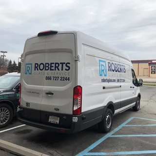 Vehicle decal installation for Roberts Glass & Service in Indianapolis,IN