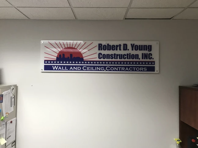 Acrylic Lobby Sign for Robert D. Young Construction Inc in Indianapolis,IN