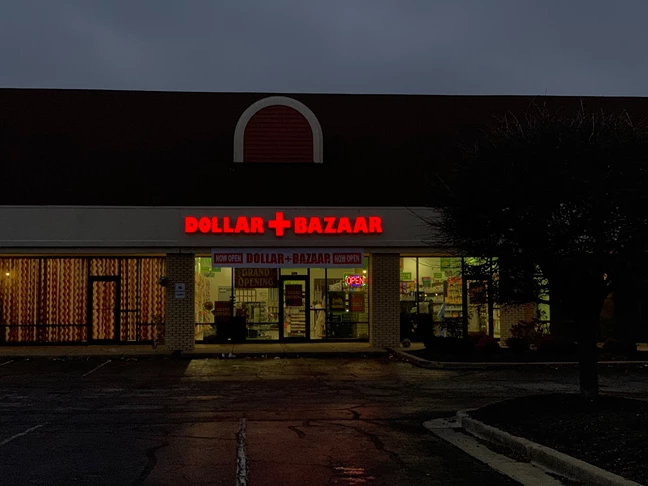Illuminated Building Sign / Channel Letters for Dollar Bazar in Greenwood IN
