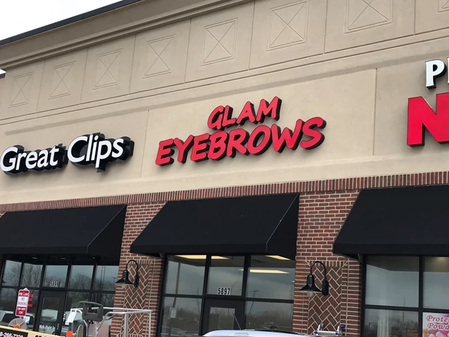 Building Sign, Channel Letters, Illuminated for Glam Eyebrows in Greenwood IN