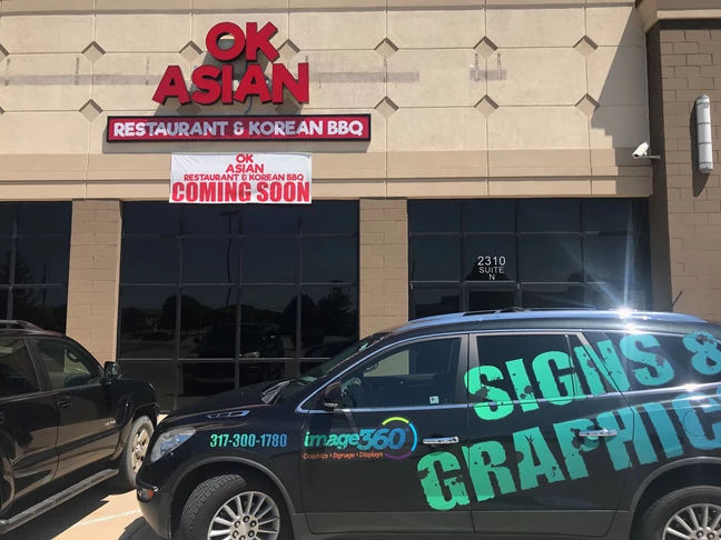Illuminated Building Sign for OK Asian Restaurant in Indianapolis