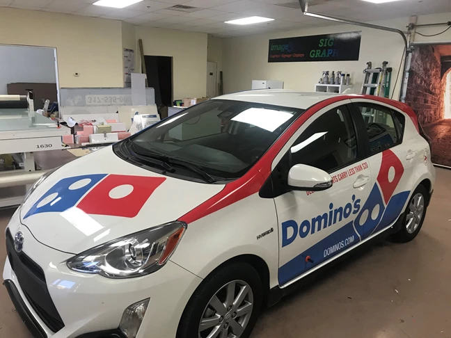 Partial Vehicle Wrap for Dominos Team Terre Haute, IN