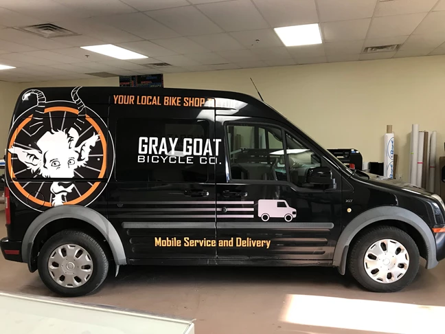 Partial Vehicle Wrap for Gray Goat Bicycle in Indianapolis IN