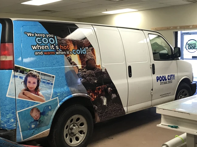 Partial Van Wrap for Pool City in Greenwood IN