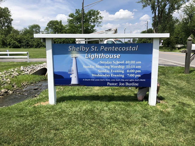 Monument Sign for Shelby St. Pentecostal Lighthouse IN