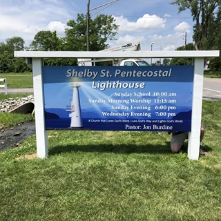 Monument Sign for Shelby St. Pentecostal Lighthouse IN